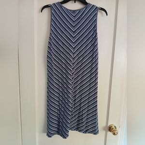 Casual Blue and White Sleeveless Sundress